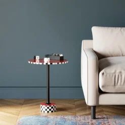 KARE Design Table d appoint Domero Checkers rouge Ø40cm> Meubles