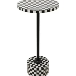 KARE Design Table d appoint Domero Chess noir blanc Ø25cm> Meubles