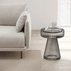 KARE Design Table d appoint Lisboa noir Ø38cm> Meubles