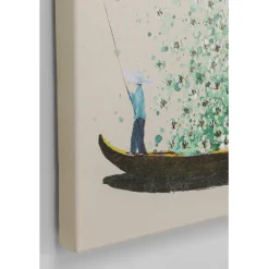 KARE Design Tableau sur toile Flower Boat beige vert 80x100cm><noscript><img width=