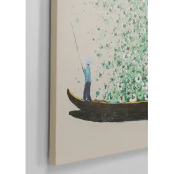KARE Design Tableau sur toile Flower Boat beige vert 120x160cm><noscript><img width=