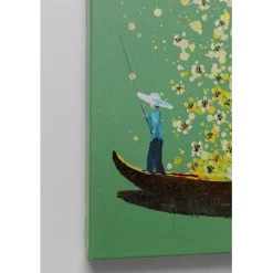 KARE Design Tableau sur toile Flower Boat vert jaune 80x100cm><noscript><img width=