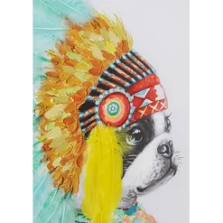 KARE Design Tableau sur toile Headdress Dog 80x80cm><noscript><img width=