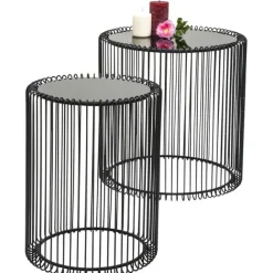 KARE Design Tables d appoint Wire noir (set/2) Ø44cm> Meubles