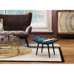 KARE Design Tabouret Black Vicky velours bleu pétrole 59x37cm> Meubles