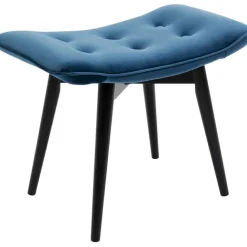 KARE Design Tabouret Black Vicky velours bleu pétrole 59x37cm><noscript><img width=