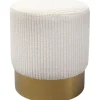 KARE Design Tabouret Cherry Beige velours cotelé laiton Ø35cm> Meubles