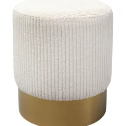 KARE Design Tabouret Cherry Beige velours cotelé laiton Ø35cm> Meubles