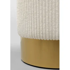 KARE Design Tabouret Cherry Beige velours cotelé laiton Ø35cm><noscript><img width=