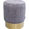 KARE Design Tabouret Cherry Grey velours cotelé laiton Ø35cm> Meubles