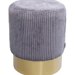 KARE Design Tabouret Cherry Grey velours cotelé laiton Ø35cm> Meubles