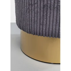 KARE Design Tabouret Cherry Grey velours cotelé laiton Ø35cm><noscript><img width=