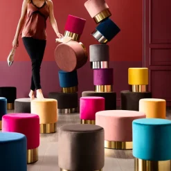 KARE Design Tabouret Cherry noir laiton Ø35cm><noscript><img width=