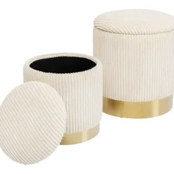 KARE Design Tabouret Cherry Storage Cord Creme (2/Set)> Meubles