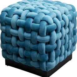 KARE Design Tabouret Weave Square bleu 47x47cm> Meubles