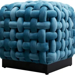 KARE Design Tabouret Weave Square bleu 47x47cm><noscript><img width=